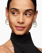 DY Mercer® Multi Hoop Earrings in Sterling Silver with 18K Yellow Gold and Diamonds, 37.5mm